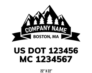 company name truck decal lawn care landscaping and usdot mc 