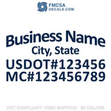 arched business trucking name with usdot and mc decal