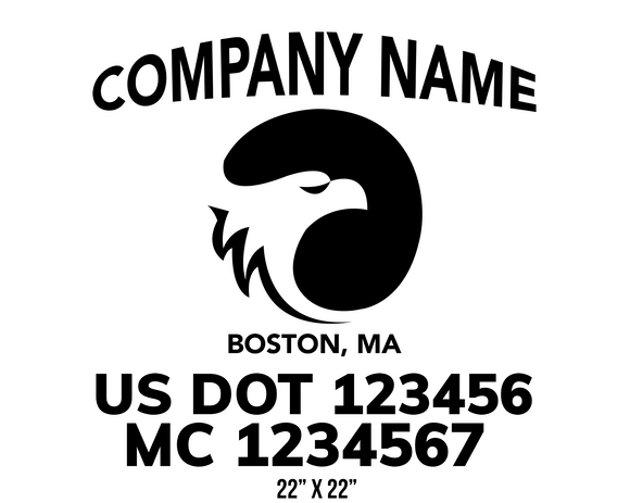 company name truck decal eagle and usdot mc patriotic