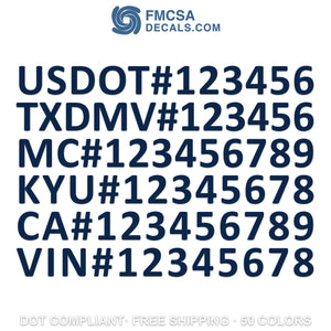 usdot txdmv mc kyu ca vin number decal