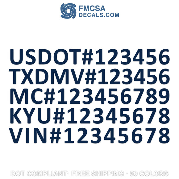 usdot txdmv mc kyu vin number decal