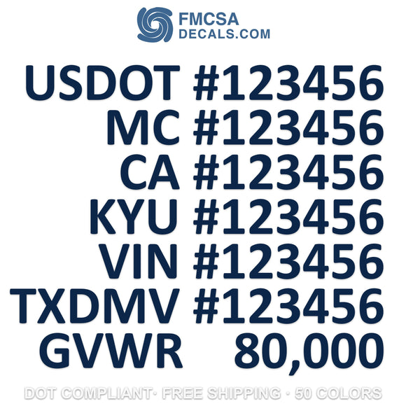 usdot mc ca kyu vin txdmv gvwr decal sticker