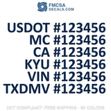 usdot mc ca kyu vin txdmv number decal sticker