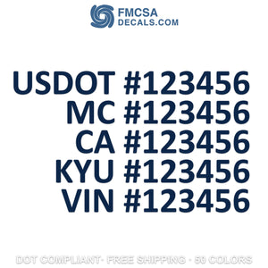 usdot mc ca kyu vin number decal sticker