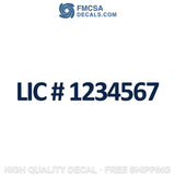 LIC # number decal