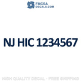 NJ HIC number decal