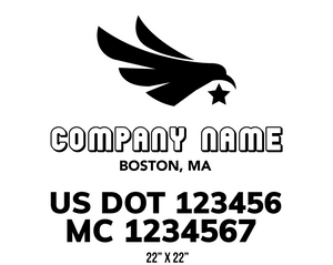 company name truck decal eagle star and usdot mc patriotic