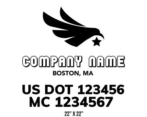 company name truck decal eagle star and usdot mc patriotic