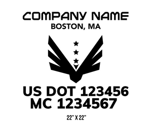 company name truck decal eagle stars and usdot mc patriotic