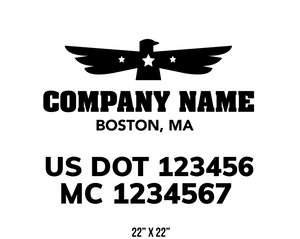 company name truck decal eagle stars and usdot mc patriotic