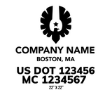 company name truck decal eagle star and usdot mc patriotic