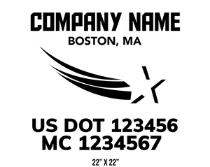 company name truck decal star and usdot mc patriotic