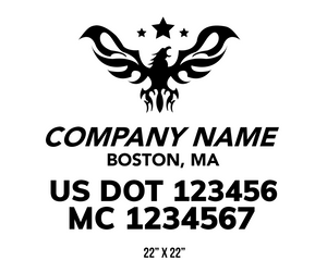 company name truck decal tribal eagle stars and usdot mc patriotic