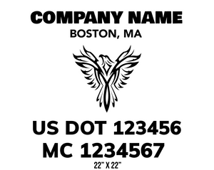 company name truck decal tribal eagle and usdot mc patriotic