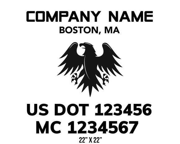 company name truck decal eagle and usdot mc patriotic