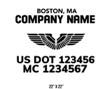 company name truck decal wings and usdot mc 