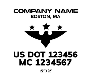 company name truck decal eagle stars and usdot mc patriotic