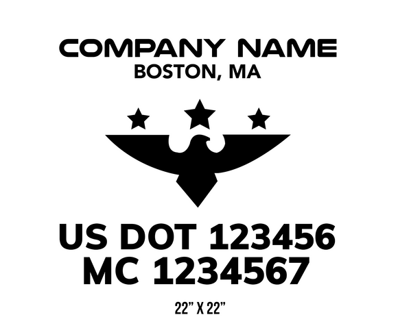 company name truck decal eagle stars and usdot mc patriotic