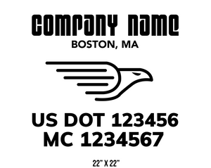 company name truck decal minimalist eagle and usdot mc patriotic