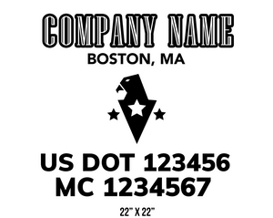 company name truck decal eagle stars and usdot mc patriotic