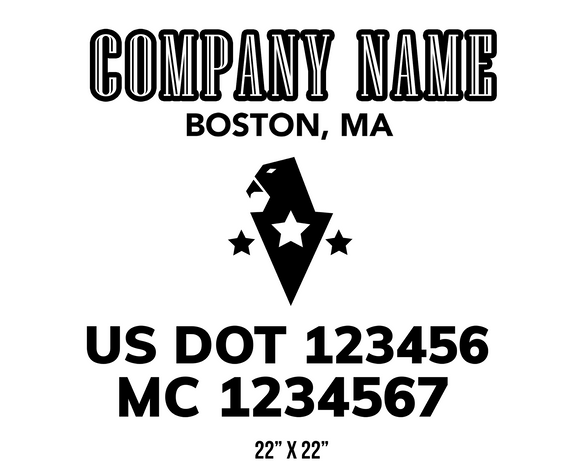 company name truck decal eagle stars and usdot mc patriotic