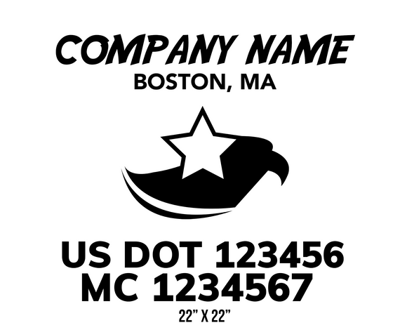 company name truck decal eagle star and usdot mc patriotic