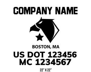 company name truck decal eagle star and usdot mc patriotic