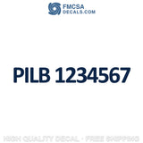 PILB number decal