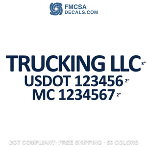 trucking company name with usdot mc lettering